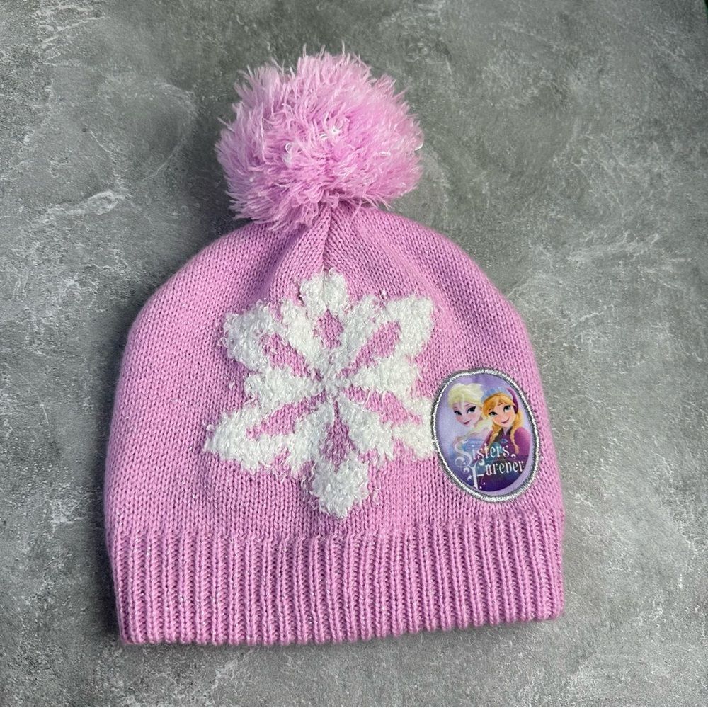 Disney Frozen Forever Sisters Snowflake Pink Beanie Hat